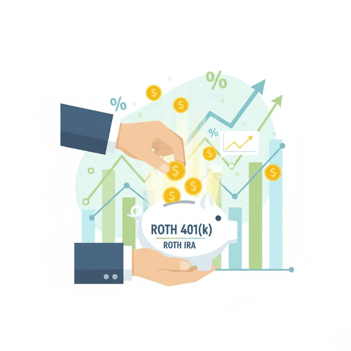 Hands carefully contributing to a Roth retirement account, symbolizing the Mega Backdoor Roth strategy for maximizing 401(k) savings and tax-free growth.