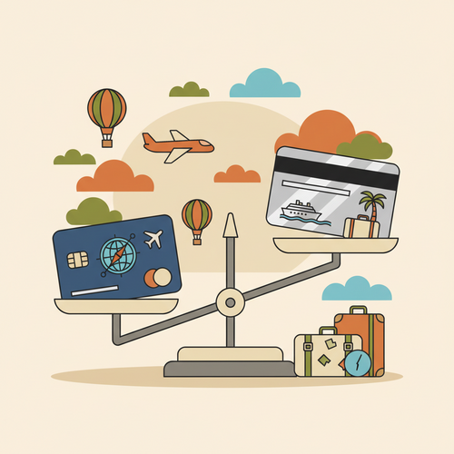 Illustration comparing Chase Sapphire Reserve and Amex Platinum credit cards benefits for 2026.
