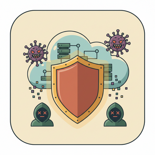 A digital shield protecting a remote business's cloud infrastructure, illustrating the essential role of Cyber Liability Insurance for Remote Businesses.