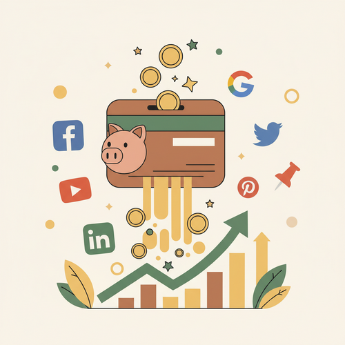 A business credit card representing maximizing points on ad spend, with points accumulating around it.