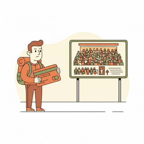 Illustration of a traveler evaluating Premium Credit Cards Airport Lounge Access benefits in a busy airport setting.