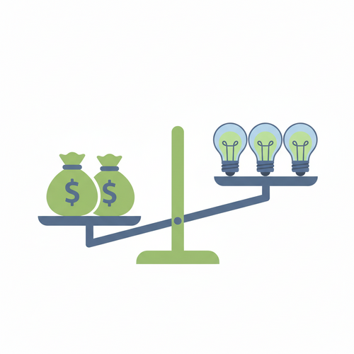 Illustration of a scale balancing costs and benefits, representing the concept of Cost-Benefit Analysis for smart business decisions.