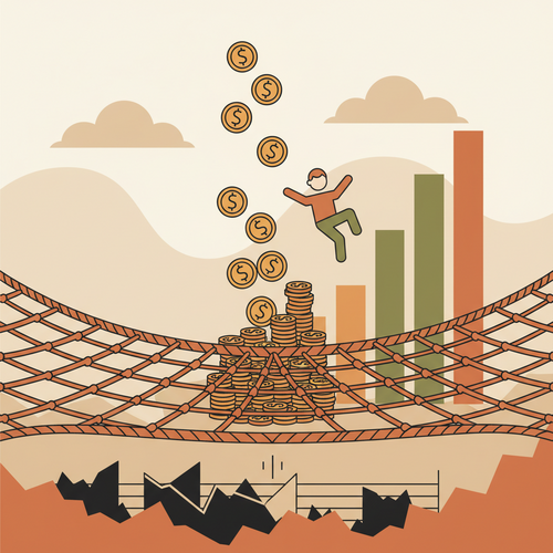 An illustration depicting a financial safety net protecting a person's income, emphasizing the role of disability insurance.