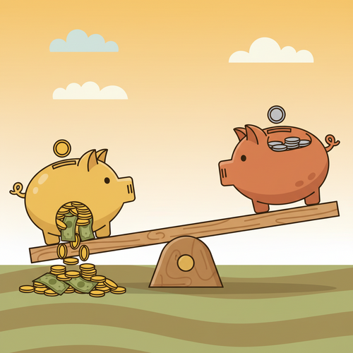 Illustration comparing high-yield checking accounts and traditional savings, showing their respective interest-earning potential.
