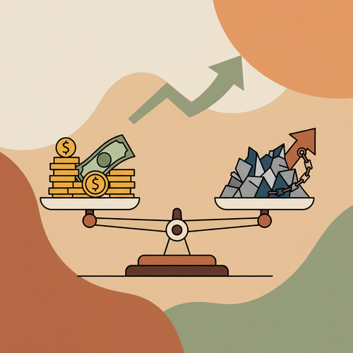 Illustration of a balancing scale representing a break-even analysis for startups, with costs and revenue finding equilibrium.