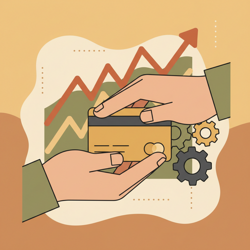 Illustration of two individuals jointly managing a credit card, symbolizing shared financial responsibility and the operational mechanics of joint credit cards.