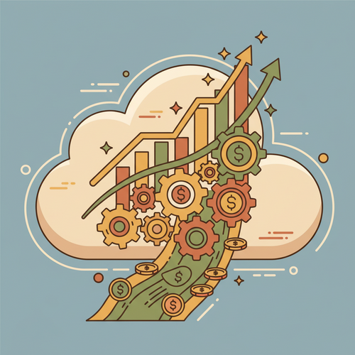 SaaS Ecosystem Monetization, showcasing interconnected digital revenue streams and financial growth.