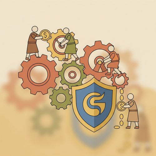 Illustration showing various people performing distinct financial tasks, symbolizing segregating duties in small business accounting to prevent fraud and errors.