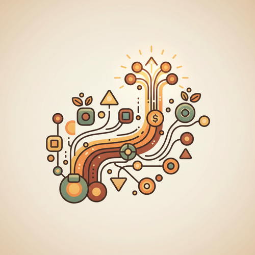 Decentralized autonomous monetization strategies visualized through interconnected digital networks.