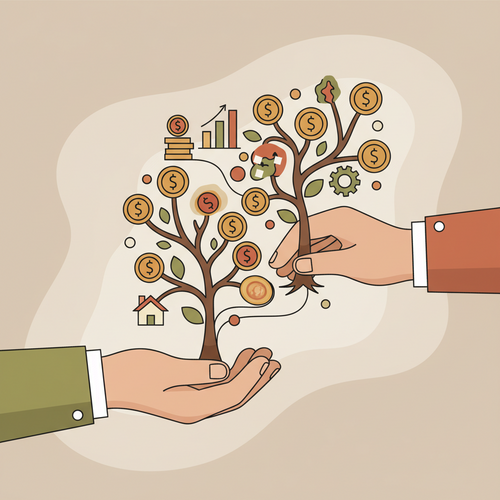 Conceptual illustration of intergenerational wealth transfer strategies and tax-advantaged portfolio diversification.