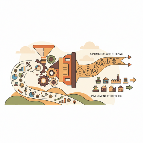 Quantitative Treasury Modeling process depicting data input into an analytical engine that optimizes corporate liquidity deployment and investment strategies