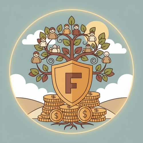 Deflationary Wealth Shielding: Conceptual image of a shield protecting investment assets and a growing family tree against a backdrop of economic indicators.
