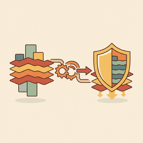 Illustration depicting actuarial risk securitization, showing financial mechanisms transferring and insulating complex liabilities, highlighting capital protection and macro-liability frameworks.