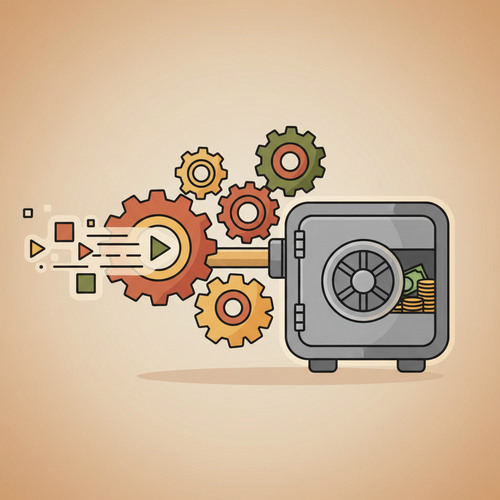 Flat design illustration depicting operational capital optimization through interconnected enterprise financial systems, showing budgetary auditing protocols and efficient resource allocation.