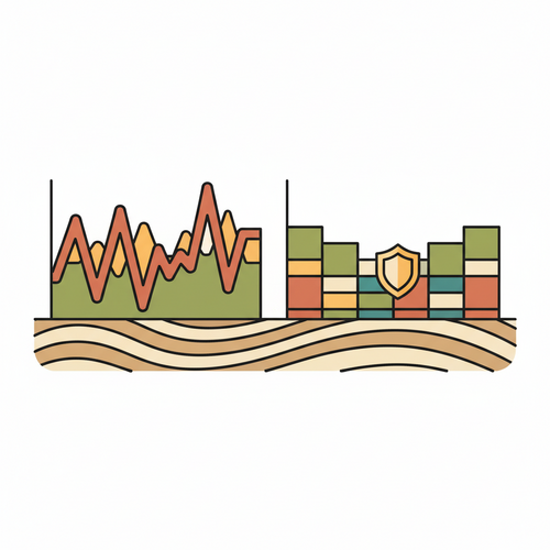 Illustration depicting quantitative fixed-income yield optimization strategies amid fluctuating interest rates, showing portfolio stability.