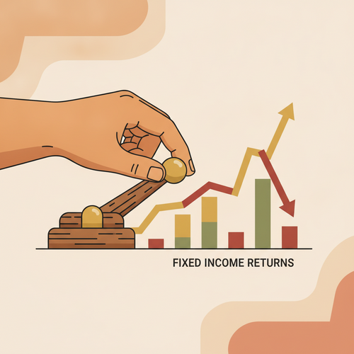 Illustration of a central bank lever influencing fixed income portfolio returns, representing monetary policy impact and fixed income strategy