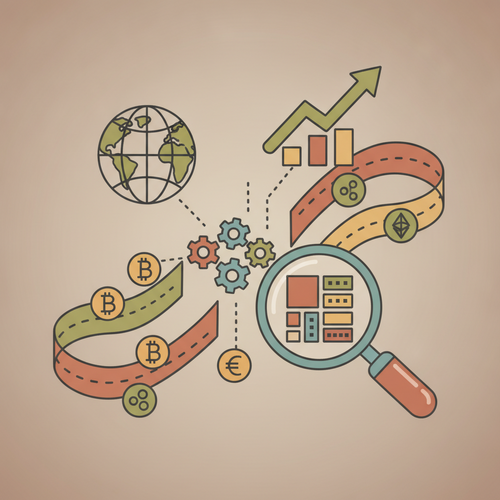 Illustration of Micro SaaS incubation and global digital arbitrage, showing interconnected digital systems, data flows, and strategic financial growth across different regions.