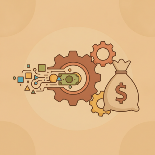 Illustration depicting algorithmic cash flow forecasting improving corporate liquidity and financial stability.
