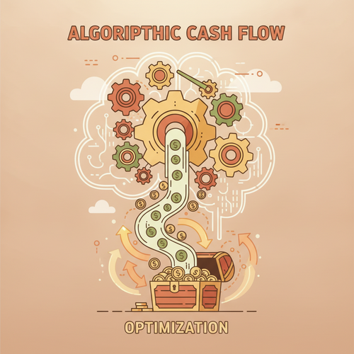 Illustration depicting algorithmic expenditure compression enhancing corporate working capital liquidity through optimized financial processes.