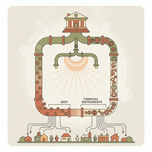 Illustration of central bank influence on monetary transmission mechanisms and variable debt hedging strategies