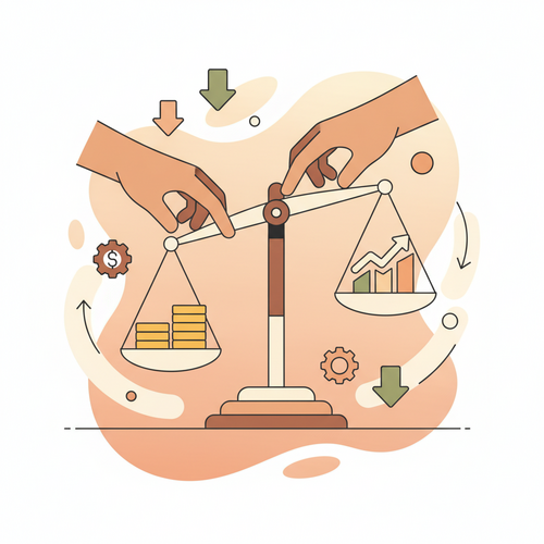 Illustration of discretionary asset rebalancing amidst volatile macroeconomic environments, symbolizing strategic adjustments to investment portfolios.