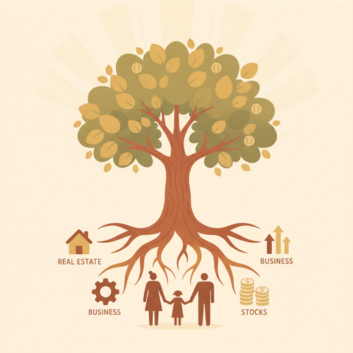 Conceptual illustration of intergenerational wealth preservation strategies, showing a secure tree with strong roots and upward growth, symbolizing post-tax capital transfer.